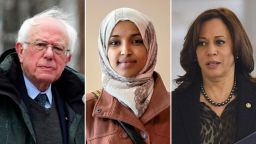 Bernie Sanders, Ilhan Omar  and Kamala Harris 