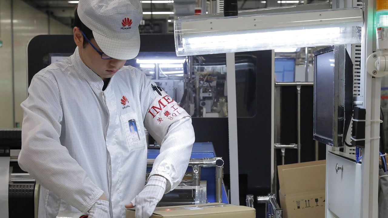 A production line for Huawei phones in southern China.