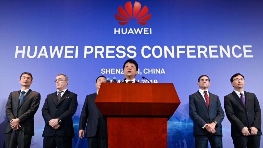 Huawei's rotating chairman Guo Ping speaks during a press conference in Shenzhen, China's Guangdong province on March 7, 2019. - Chinese telecom giant Huawei said on March 7 it was suing the United States for barring government agencies from buying the telecom company's equipment and services. (Photo by WANG ZHAO / AFP)        (Photo credit should read WANG ZHAO/AFP/Getty Images)