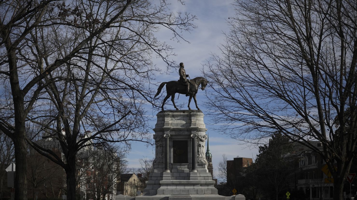 The Robert E. Lee Monument stands on Monument Avenue, February 8, 2019 in Richmond, Virginia.