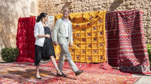 All eyes were on Meghan's baby bump when she and Harry traveled to Morocco in February.