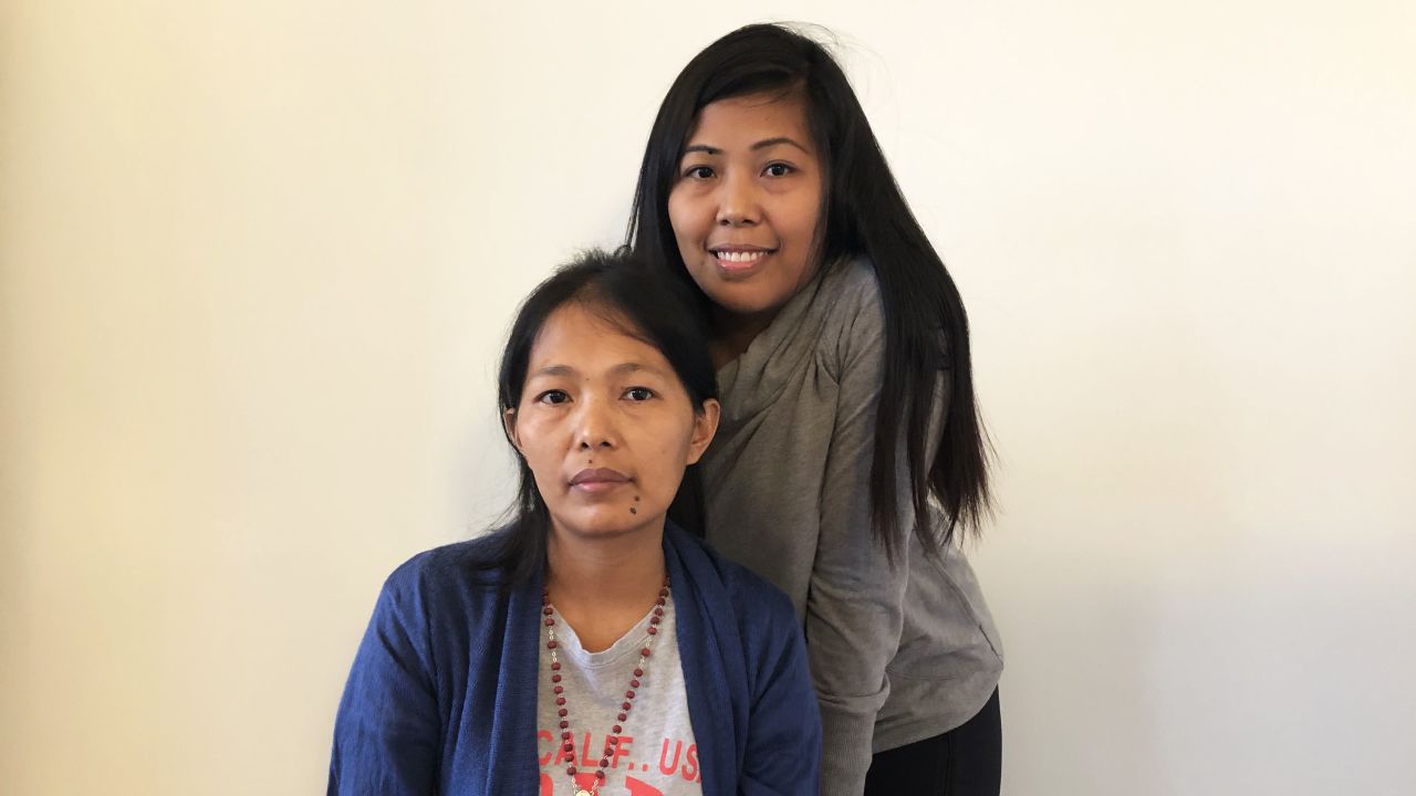 Baby Jane Teoforo Allas with her sister Mary Anne Allas in Hong Kong in March 2019.