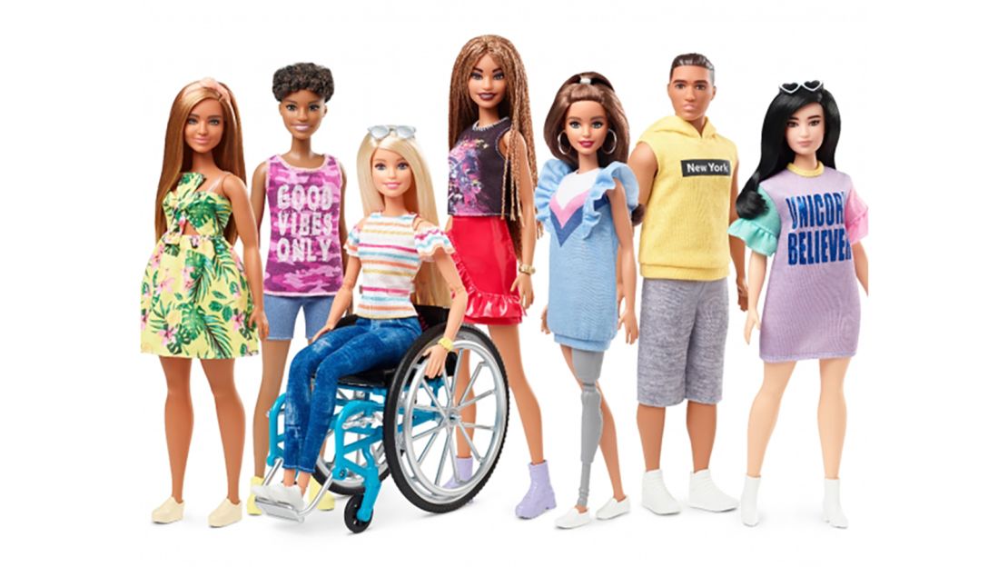 Dolls added to the "Barbie Fashionistas" line introduce Barbies with disabilities.