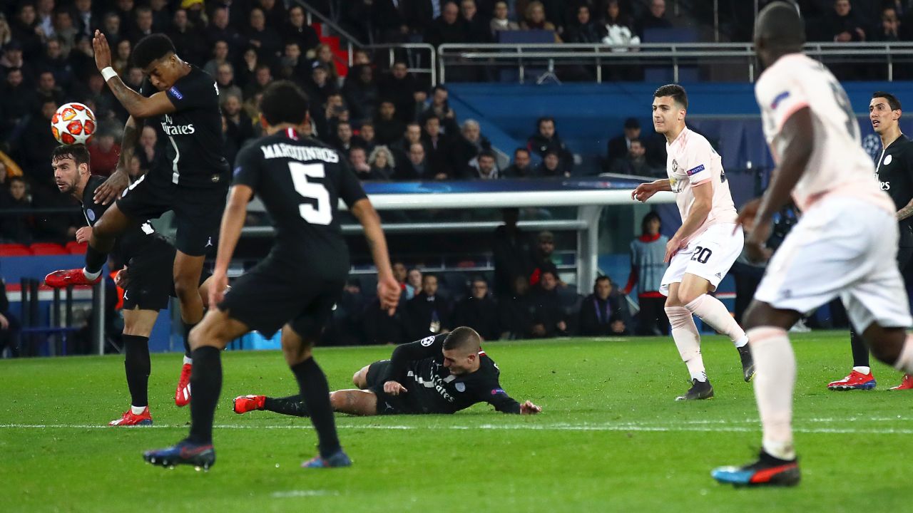 Prenel Kimpembe of PSG was adjudged to have handled the ball inside the penalty area.