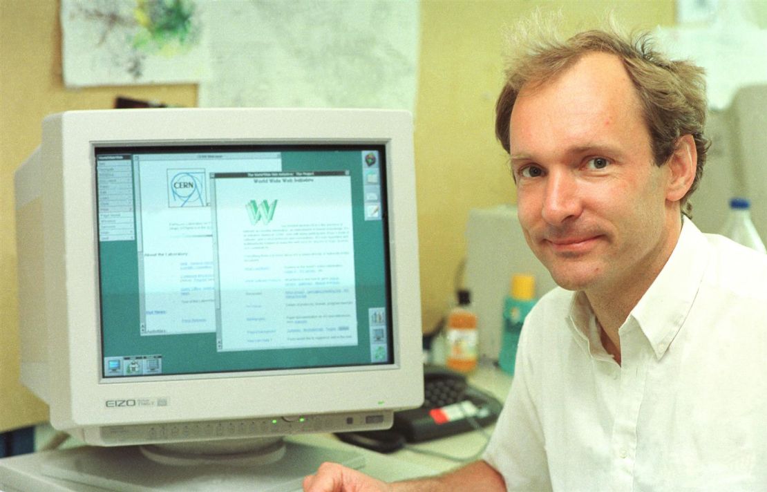 Tim Berners-Lee, former physicist and inventor of the World Wide Web, at CERN in 1994