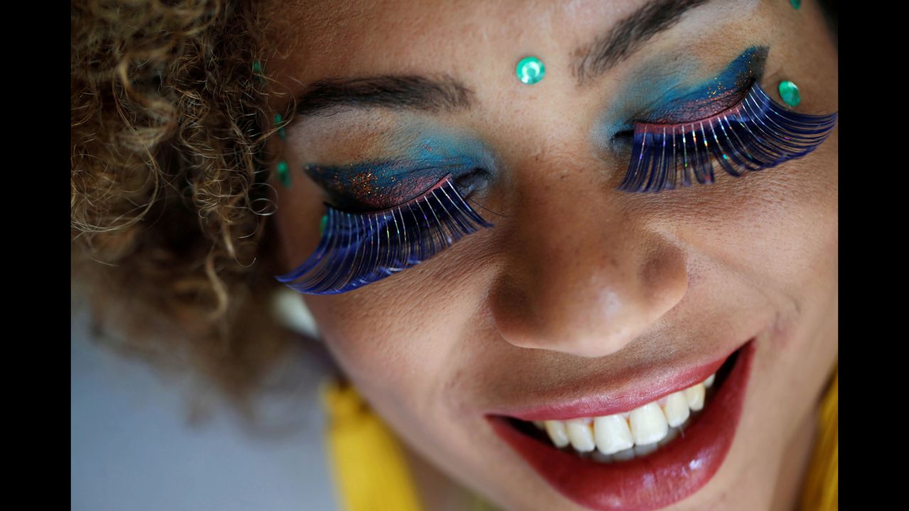 A reveler takes part in Carnival celebrations in Brasilia, Brazil, on Sunday, March 3.