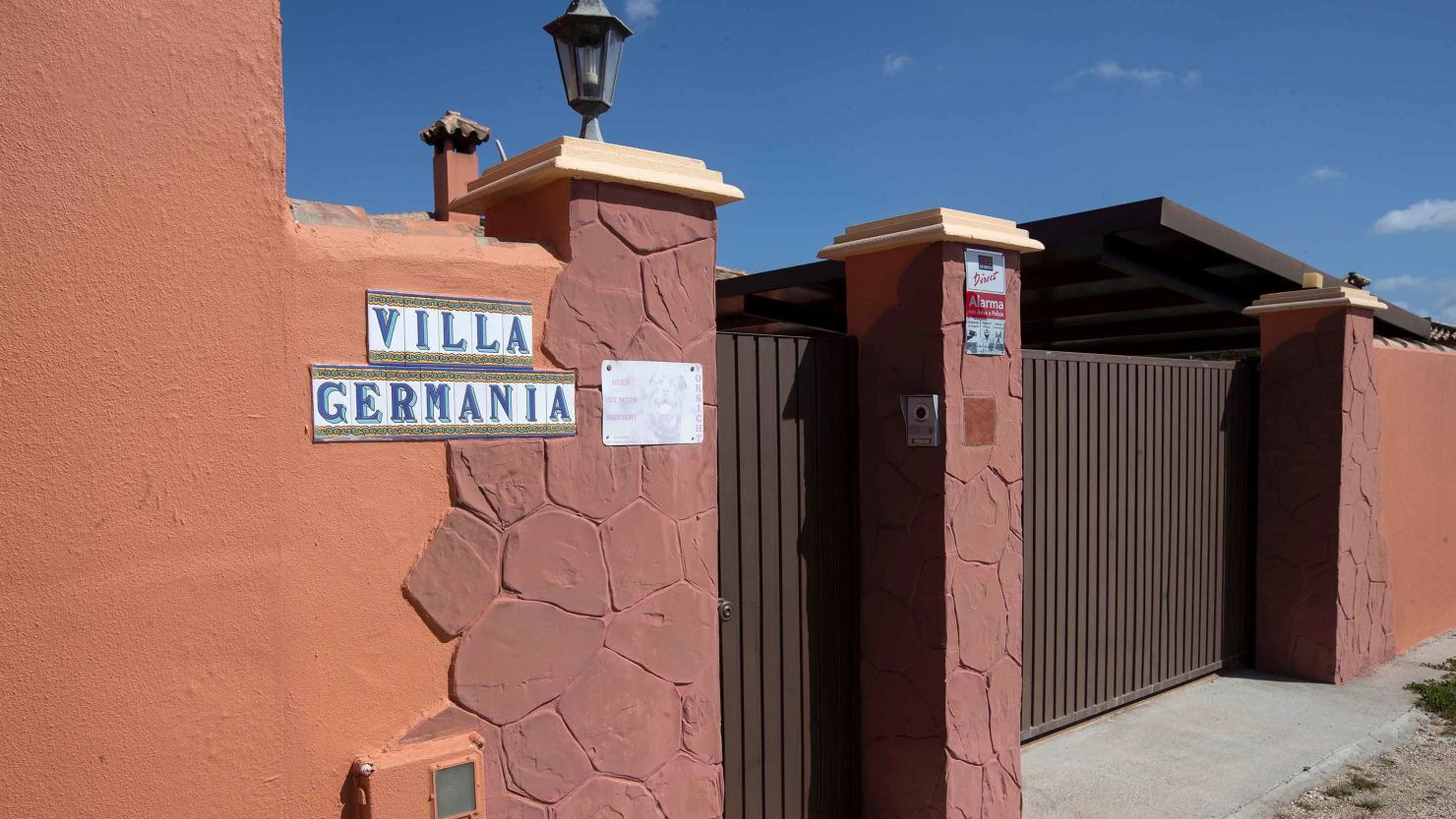 The entrance of the care home in Chiclana de la Frontera, Spain, where owners allegedly kept senior citizens locked up and fed through tubes.