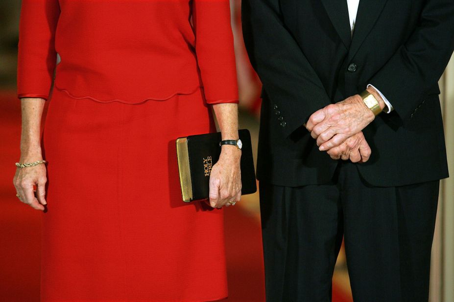 Roberts and his wife attend his swearing-in ceremony in the East Room of the White House.