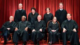 Justices of the US Supreme Court pose for their official photo at the Supreme Court in Washington, DC on November 30, 2018. - Standing from left: Associate Justice Neil Gorsuch, Associate Justice Sonia Sotomayor, Associate Justice Elena Kagan and Associate Justice Brett Kavanaugh.Seated from left to right, bottom row: Associate Justice Stephen Breyer, Associate Justice Clarence Thomas, Chief Justice John  Roberts, Associate Justice Ruth Bader Ginsburg and Associate Justice Samuel Alito.