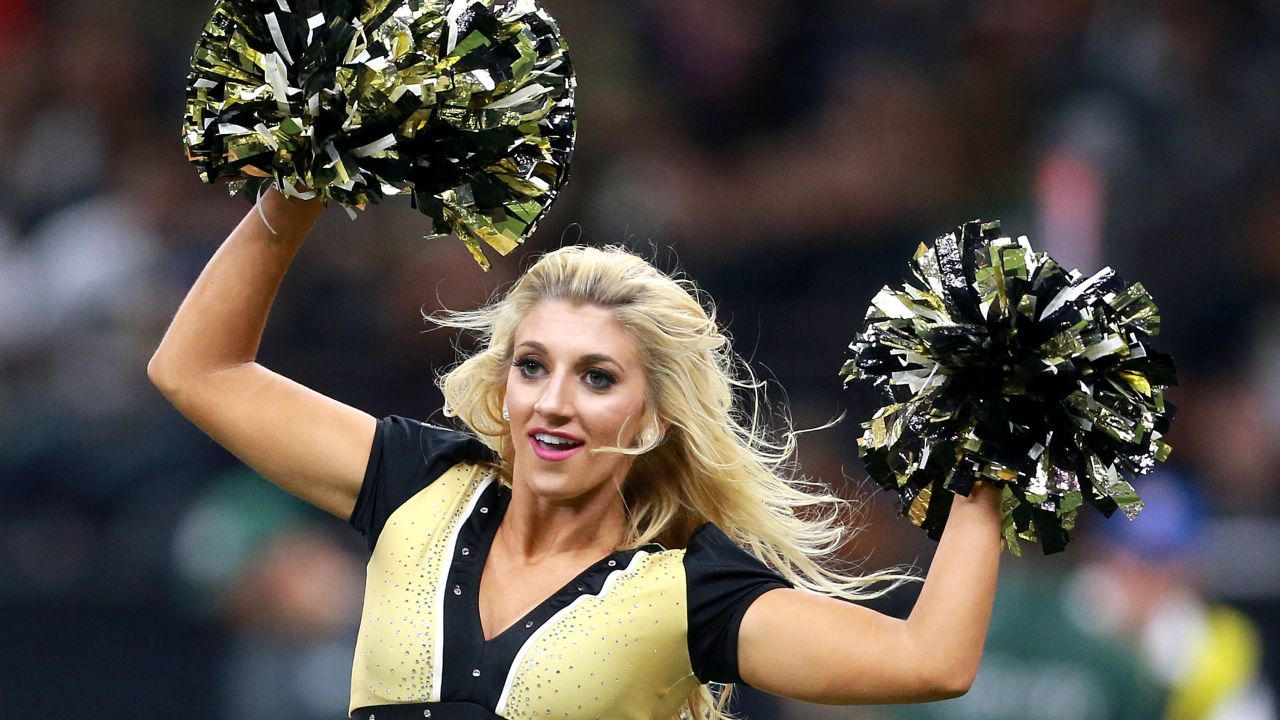 Jacalyn Bailey Davis, a New Orleans Saints cheerleade, performs during a NFL game at the Mercedes-Benz Superdome on December 17, 2017, in New Orleans.