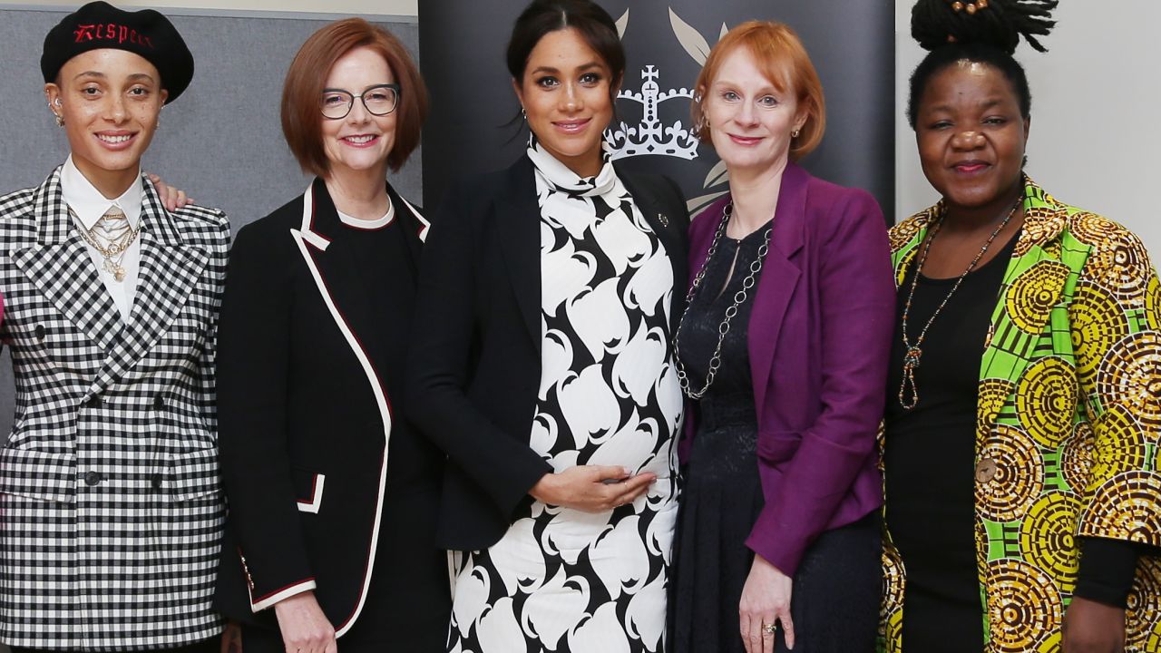 Meghan was joined on the panel Friday by British model Adwoa Aboah, former Australian Prime Minister Julia Gillard, journalist Anne McElvoy and Camfed Regional Director Zimbabwe's Angeline Murimirwa.