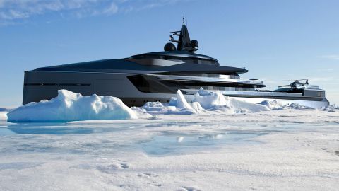 The Esquel will be capable of traveling 7,000 nautical miles in a single journey, and "toys" on board will include snowmobiles, a helicopter and a submarine, say Oceanco.