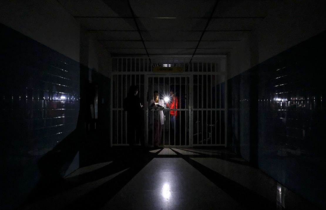 A dark corridor at Miguel Perez Carreno hospital, in Caracas, during the outage Thursday.