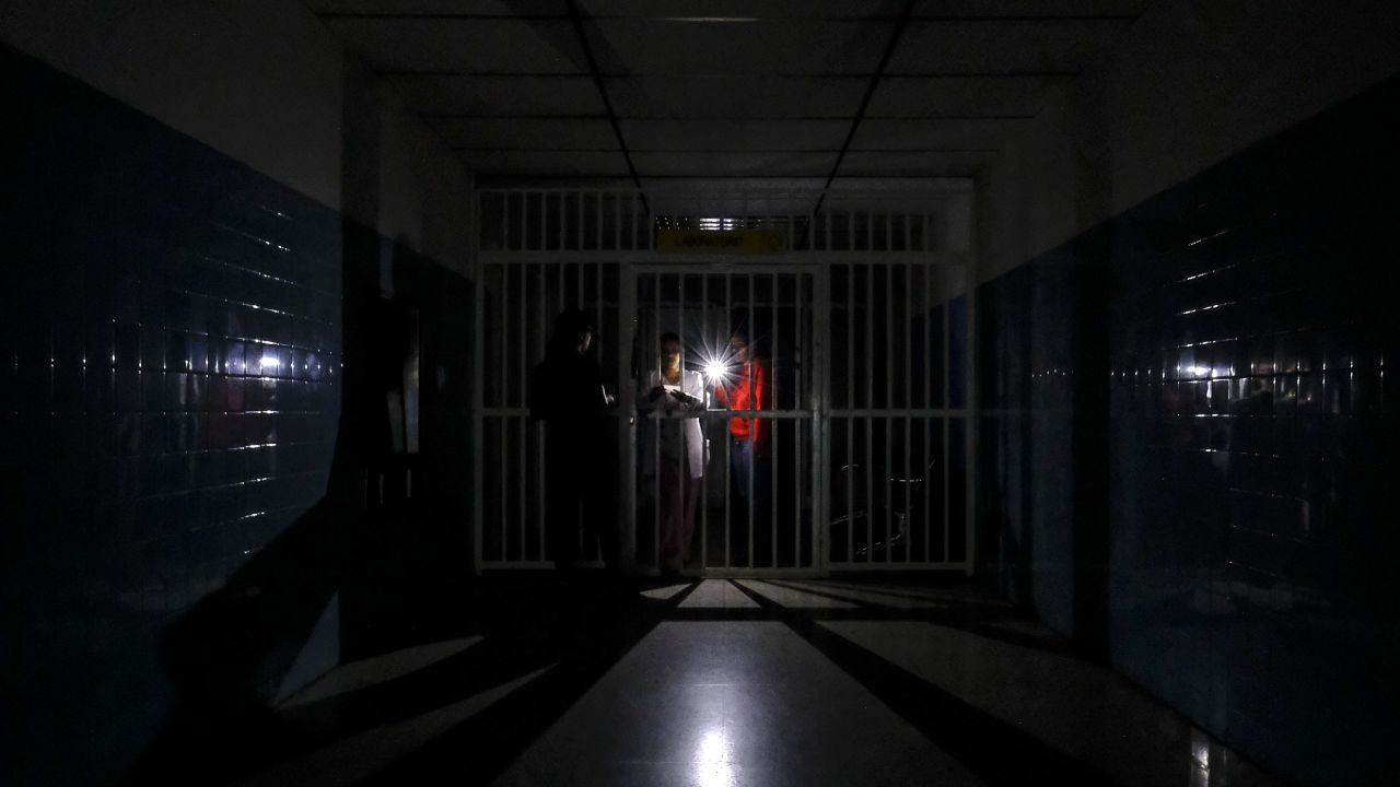 A dark corridor at Miguel Perez Carreno hospital, in Caracas, during the outage Thursday.