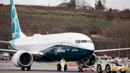 SEATTLE, WA - JANUARY 29: A Boeing 737 MAX 8 airliners taxis after landing at Boeing Field to complete its first flight on January 29, 2016 in Seattle, Washington. The 737 MAX is the newest generation of Boeing's most popular airliner featuring more fuel efficient engines and redesigned wings. (Photo by Stephen Brashear/Getty Images)