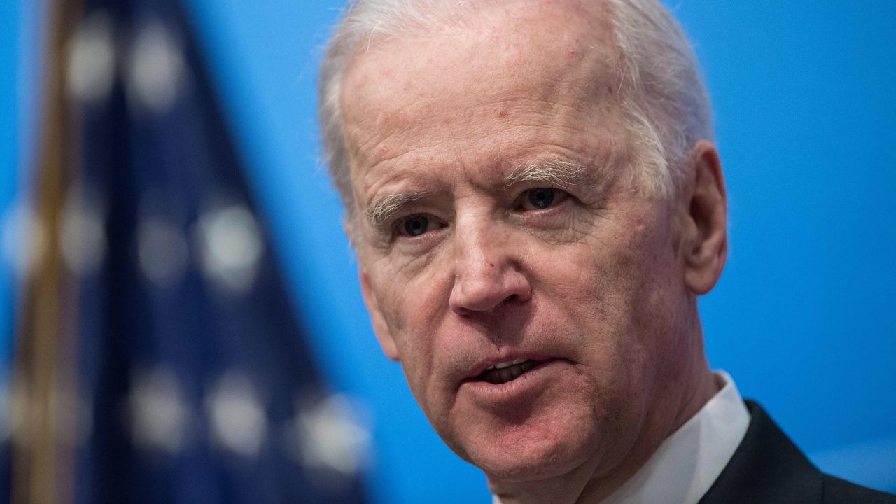 US Vice President Joe Biden addresses the Brookings Institution discussion on "Expanding Employment Opportunities" at the National Press Club in Washington, DC, on March 11, 2015.   AFP PHOTO/NICHOLAS KAMM        (Photo credit should read NICHOLAS KAMM/AFP/Getty Images)