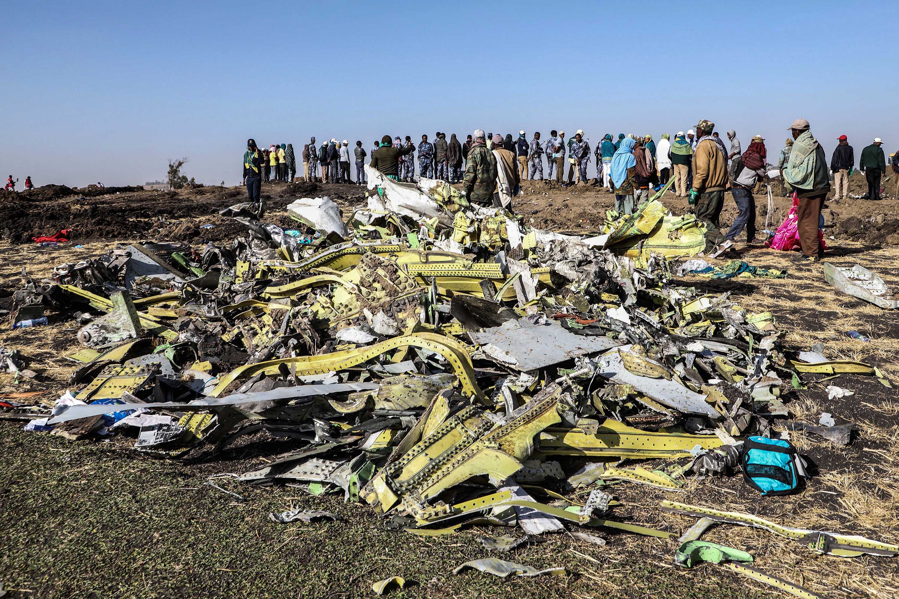 Ethiopian Airlines Boeing 737 MAX crash wreckage