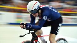 US Kelly Catlin competes  in the women's individual pursuit bronze medal race during the UCI Track Cycling World Championships in Apeldoorn on March 3, 2018.  / AFP PHOTO / EMMANUEL DUNAND        (Photo credit should read EMMANUEL DUNAND/AFP/Getty Images)