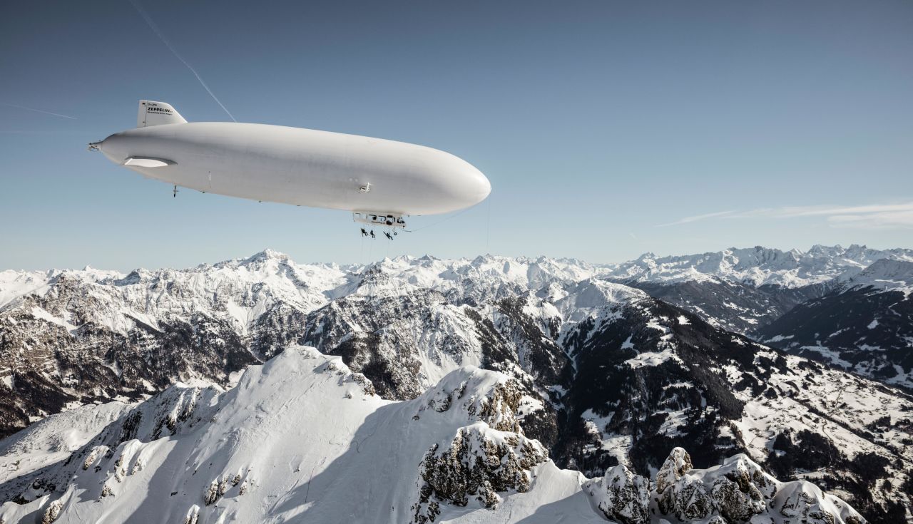 Who needs a ski lift when you can use a Zeppelin?