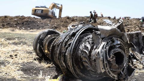 Debris of the crashed Ethiopia Airlines plne near Bishoftu, 60km southeast of Addis Ababa.