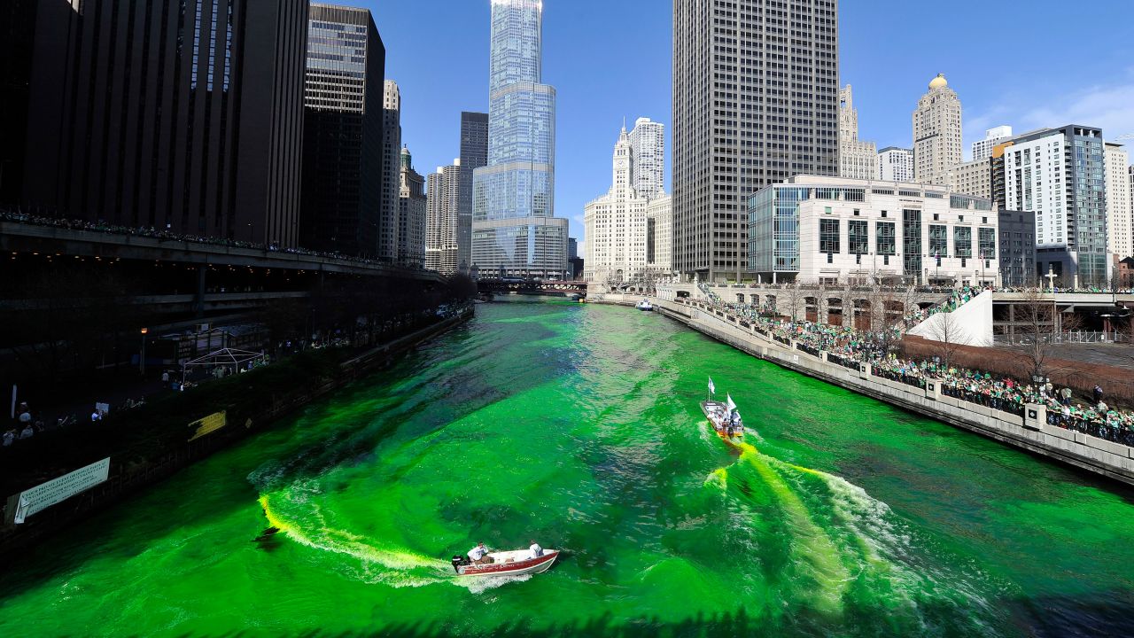 Dyeing the Chicago River green for St. Patrick's Day on March 17, 2012 in Chicago, Illinois.