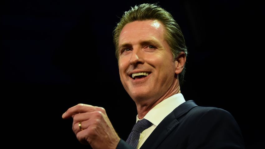 California's Democratic gubernatorial candidate Gavin Newsom speaks onstage at his election night watch party in Los Angeles, California on November 6, 2018. - Gavin Newsom defeated his Republican opponent John Cox to become the next Governor of California. (Photo by Frederic J. BROWN / AFP)FREDERIC J. BROWN/AFP/Getty Images