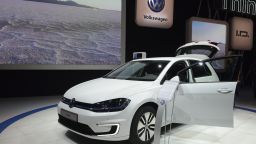 LOS ANGELES, UNITED STATES - NOVEMBER 19: 2017 Golf electric vehicle of Volkswagen is displayed during Los Angeles Auto Show at the Los Angeles Convention Center in Los Angeles, California, United States on November 19, 2016. (Photo by Aydin Palabiyikoglu/Anadolu Agency/Getty Images)