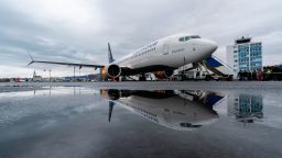In this handout image provided by Icelandair/The Brooklyn Brothers, Celebratory flight 'Iceland by Air' takes a special route over Iceland's spectacular sights to mark the arrival of Icelandair's new Boeing 737 MAX 8 plane on April 14, 2018 in Iceland.