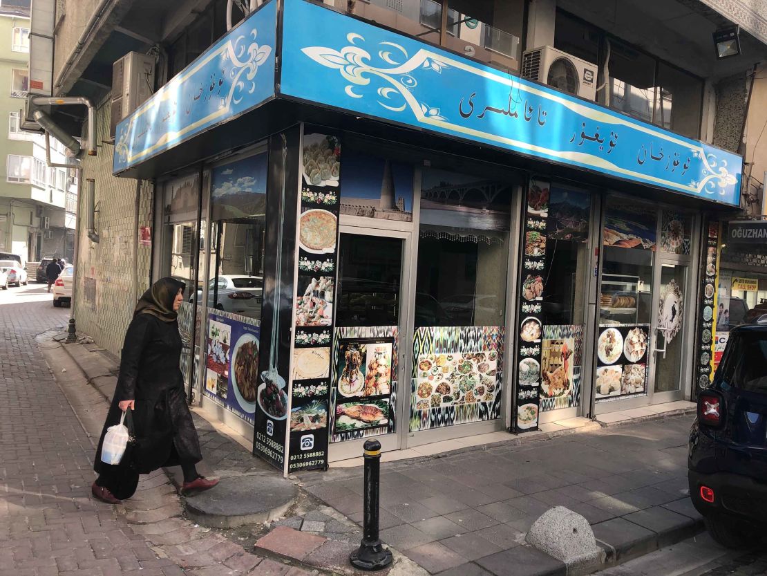 A Uyghur restaurant displays the group's native script, which is banned in China.