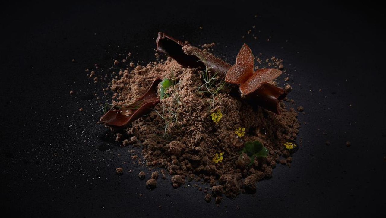 <strong>Bhumi:</strong> Dessert comes in the form of lavender ice cream with soil distillate, Valrhona log and Kelulut honey.