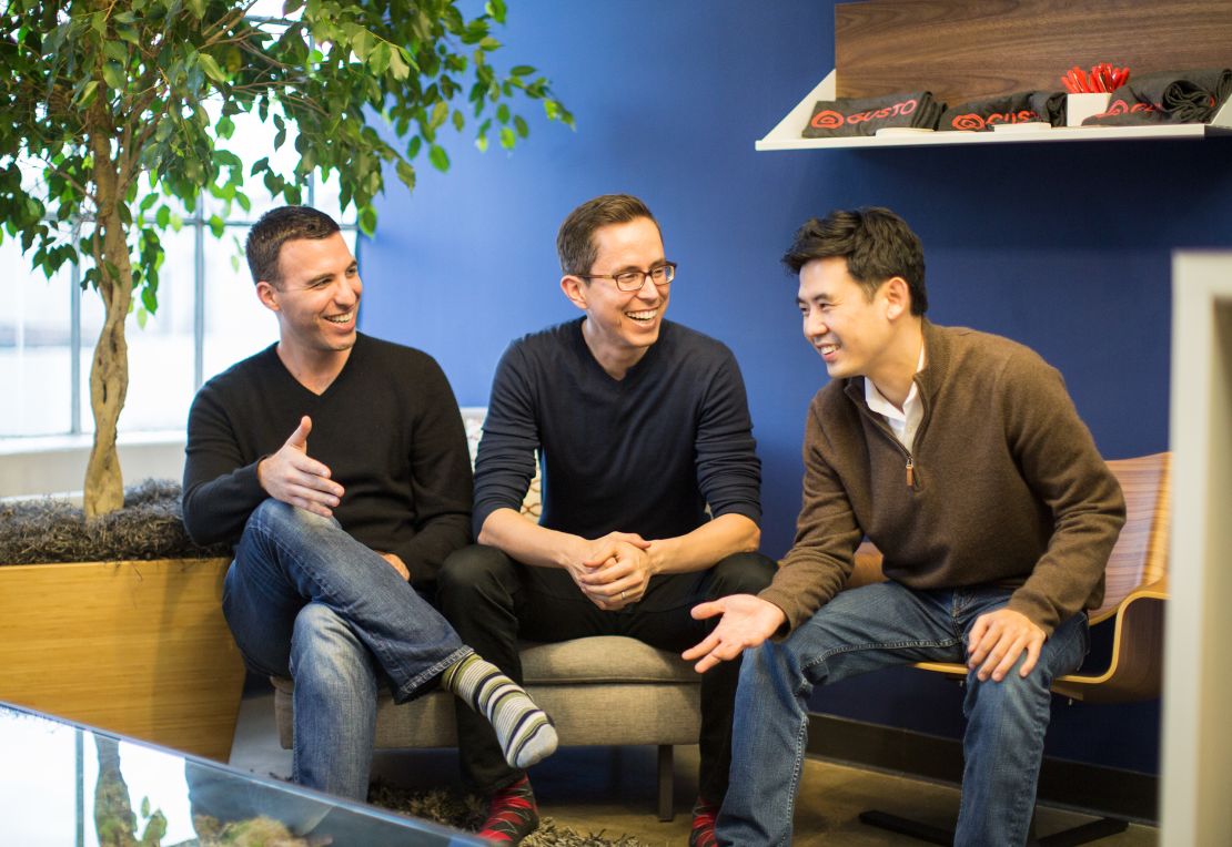 Pictured from left to right: Gusto co-founders Tomer London, Josh Reeves and Edward Kim.