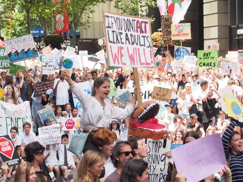 Australia: Teenagers protest against their government's failure to curb emissions on<br />November 30, 2018. 