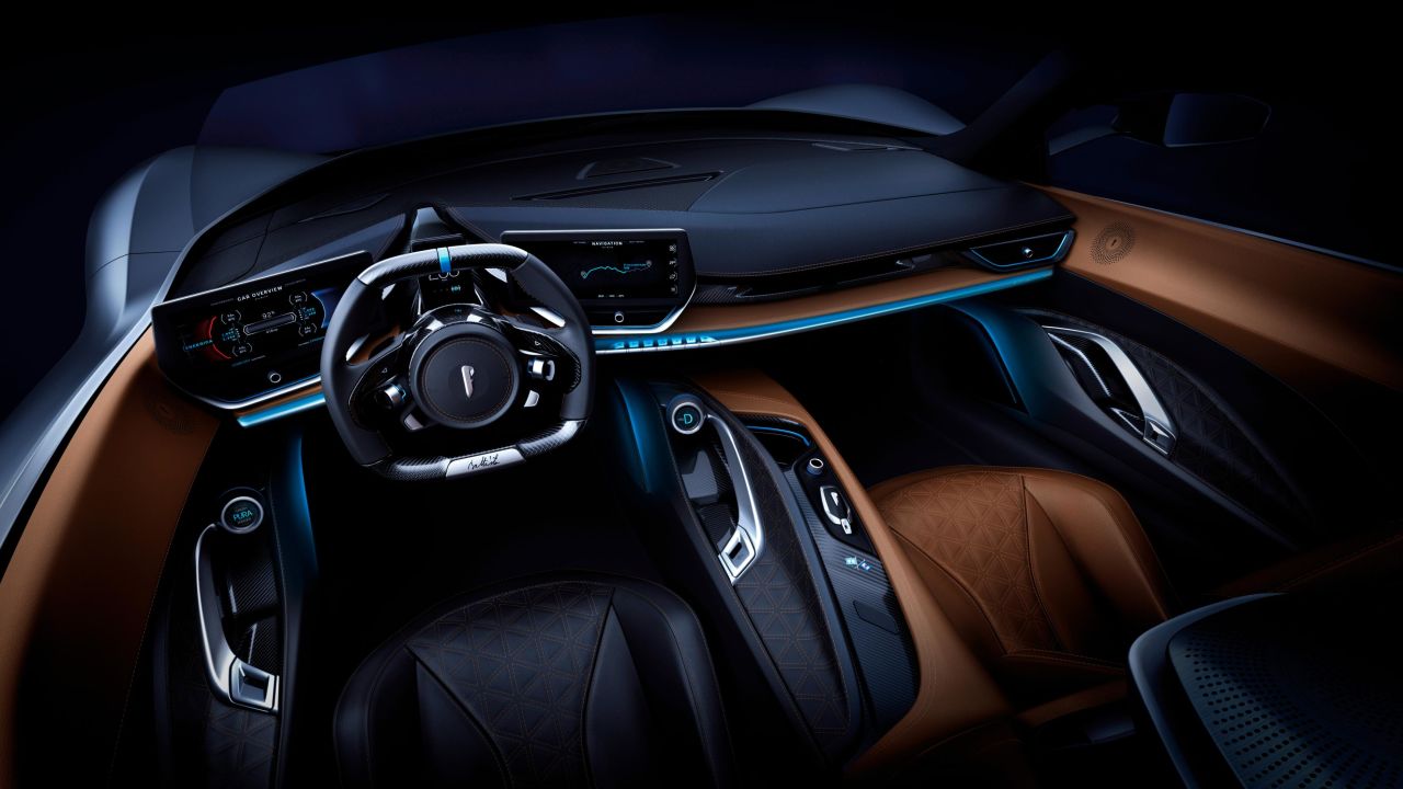 A digital mock-up of the Battista's cabin. The car is expected to sell for around $2.3 million.