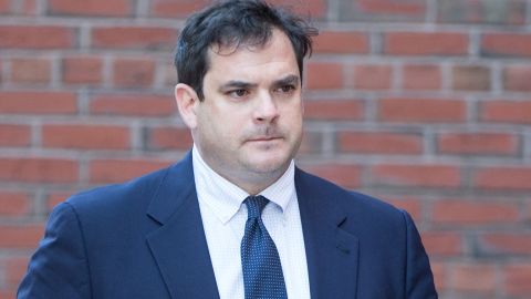 Stanford University sailing coach John Vandemoer arrives at Boston Federal Court for an arraignment on March 12, 2019.