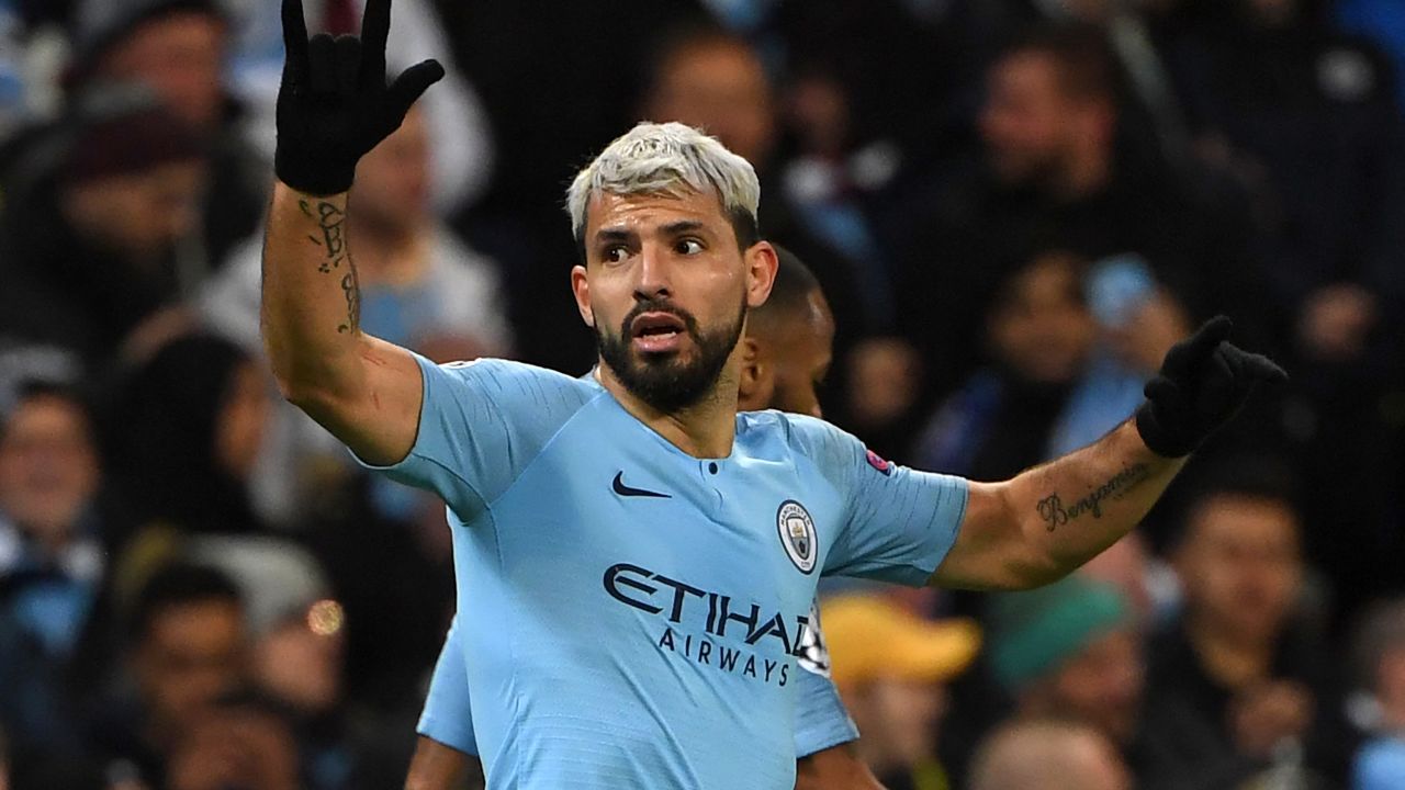 Sergio Aguero scored twice in City's 7-0 thrashing of Schalke.