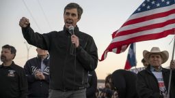 Former Texas Congressman Beto O'Rourke speaks to a crowd of marchers during the anti-Trump "March for Truth" in El Paso, Texas, on February 11, 2019. - The march took place at the same time as US President Donald Trump pushed his politically explosive crusade to wall off the Mexican border at a rally in El Paso. (Photo by Paul Ratje / AFP)        (Photo credit should read PAUL RATJE/AFP/Getty Images)