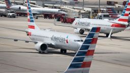 MIAMI, FL - MARCH 12:  An American Airlines Boeing 737 Max 8 arriving from Washington's Ronald Reagan National Airport is seen taxiing to its gate at the Miami International Airport on March 12, 2019 in Miami, Florida. The European Union along with other nations have grounded all Boeing 737 Max 8 and Max 9 jets, after the crash of a Max 8 being flown by Ethiopian Airlines that killed 157 people on Sunday. (Photo by Joe Raedle/Getty Images) (Photo by Joe Raedle/Getty Images)
