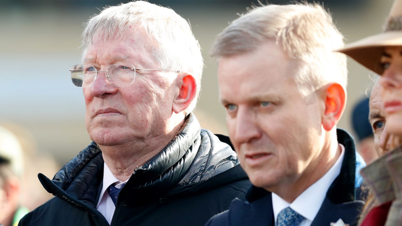 Former Manchester United manager Alex Ferguson (left) attended on day one. The Scot is a part owner of Gold Cup joint-favorite Clan Des Obeaux. 