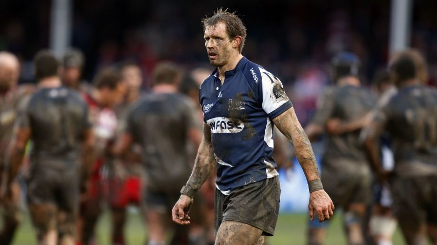 GLOUCESTER, ENGLAND - FEBRUARY 27: Dafydd James of Sale Sharks during the Guinness Premiership match between Gloucester and Sale Sharks at Kingsholm on February 27, 2010 in Gloucester, England. (Photo by Tom Dulat/Getty Images)