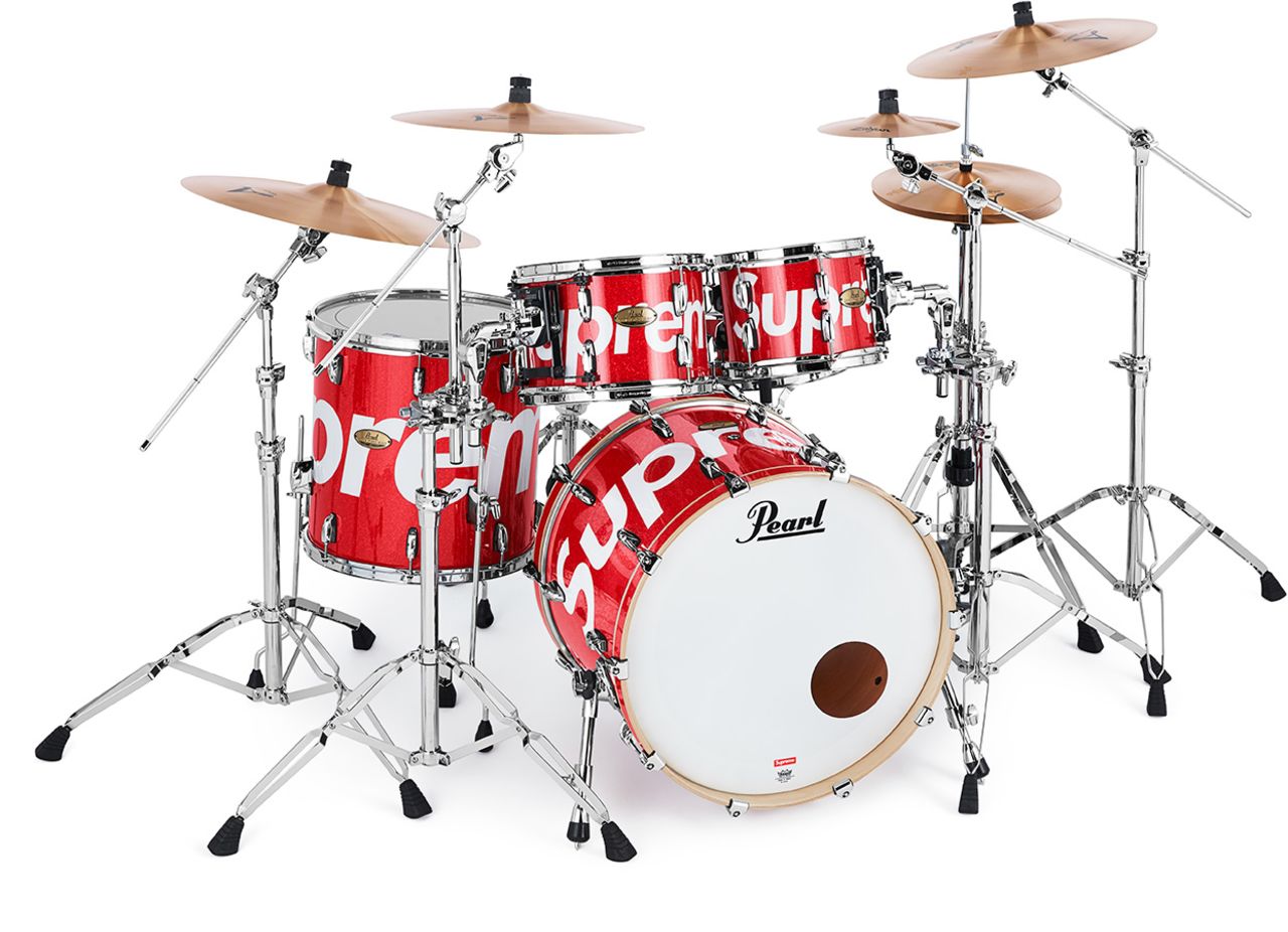 A Pearl drum kit.