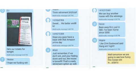 Screengrabs show an alleged group text using slurs. CNN obscured portions of the text to remove identifying information and profanity.