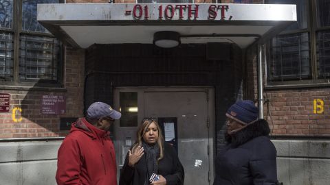 Patton leads a walking tour of Queensbridge Houses in New York.