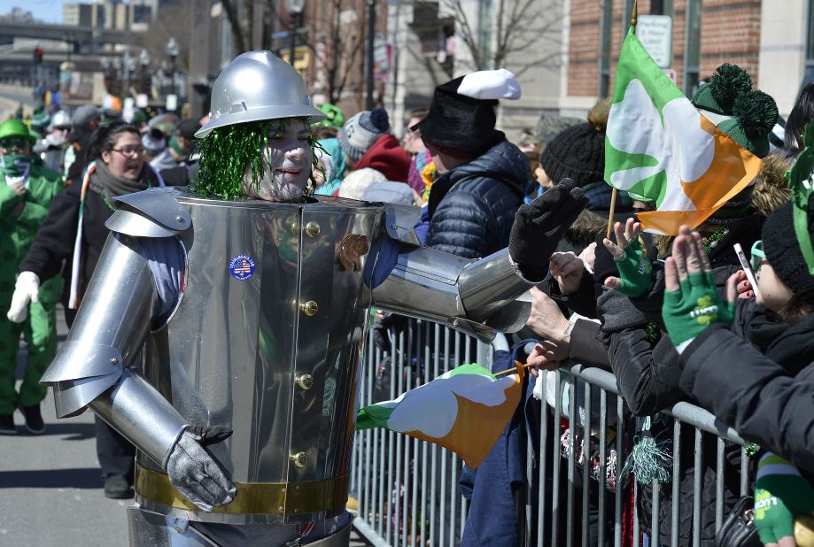 <strong>Boston:</strong> Looks like the Tin Man from "The Wizard of Oz" also claims Irish heritage at Boston's St. Patrick's Day Parade in 2018. 