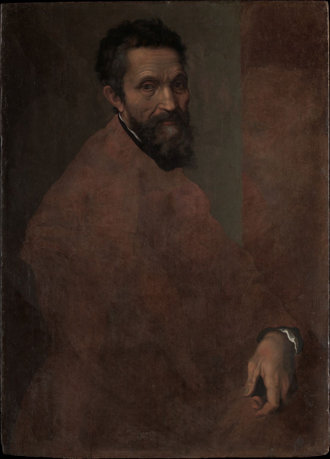 An unfinished portrait of Michelangelo by Daniele da Volterra dating from around 1544.