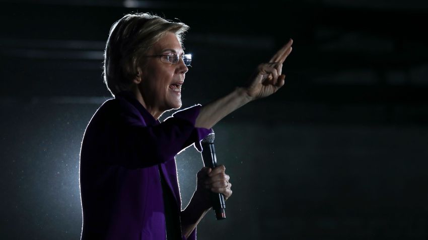 Sen. Elizabeth Warren (D-MA), one of several Democrats running for the party's nomination in the 2020 presidential race, speaks during a campaign event, March 8, 2019 in the Queens borough of New York City. On Friday, Warren released a new regulatory proposal aimed at breaking up some of the nation's biggest technology companies, including Amazon, Google and Facebook. ages)