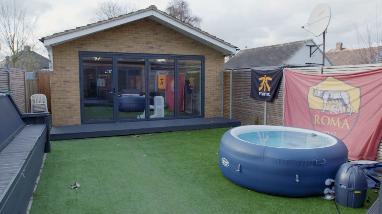 The team trains in a gaming room in the garden.
