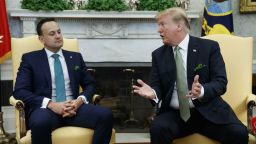 President Donald Trump speaks during a meeting with Irish Prime Minister Leo Varadkar in the Oval Office of the White House, Thursday, March 14, 2019, in Washington. (AP Photo/ Evan Vucci)