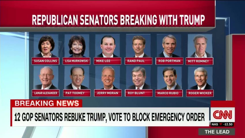 12 Gop Senators Join Dems To Rebuke Trump Emergency Order Cnn 