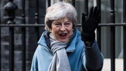 LONDON, ENGLAND - MARCH 14: British Prime Minister Theresa May leaves Number 10 Downing Street on March 14, 2019 in London, England. MPs in the House of Commons are to vote on delaying Brexit after they rejected the idea of leaving the EU without a deal last night. (Photo by Jack Taylor/Getty Images)
