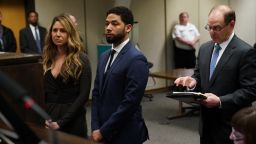 Jussie Smollet appears at a hearing for judge assignment with his attorney Tina Glandian, left, at Leighton Criminal Court Building, Thursday, March 14, 2019. (E. Jason Wambsgans/Pool/Chicago Tribune)